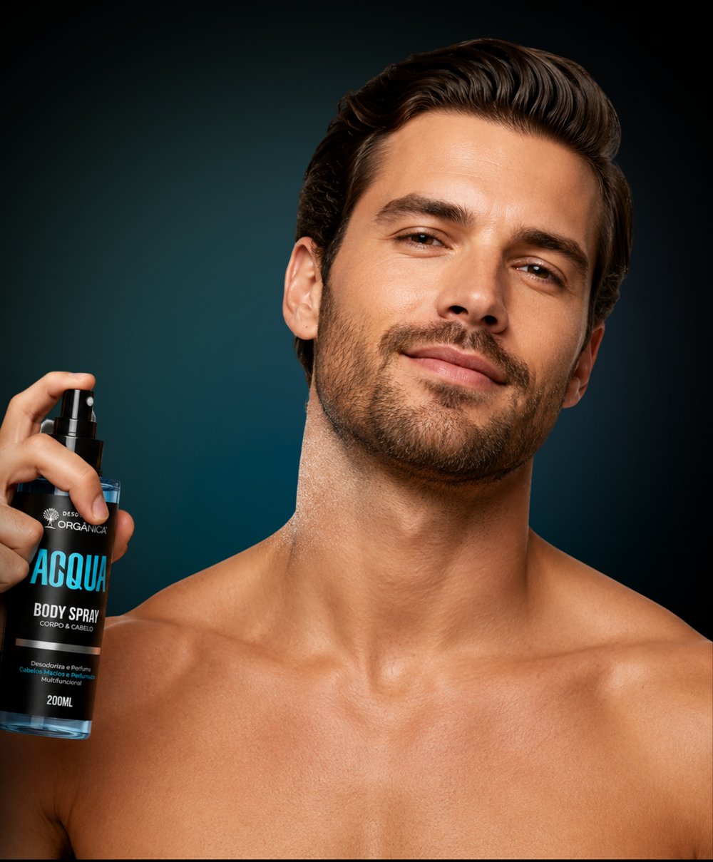 Modelo usando Acqua Body Spray Orgânica